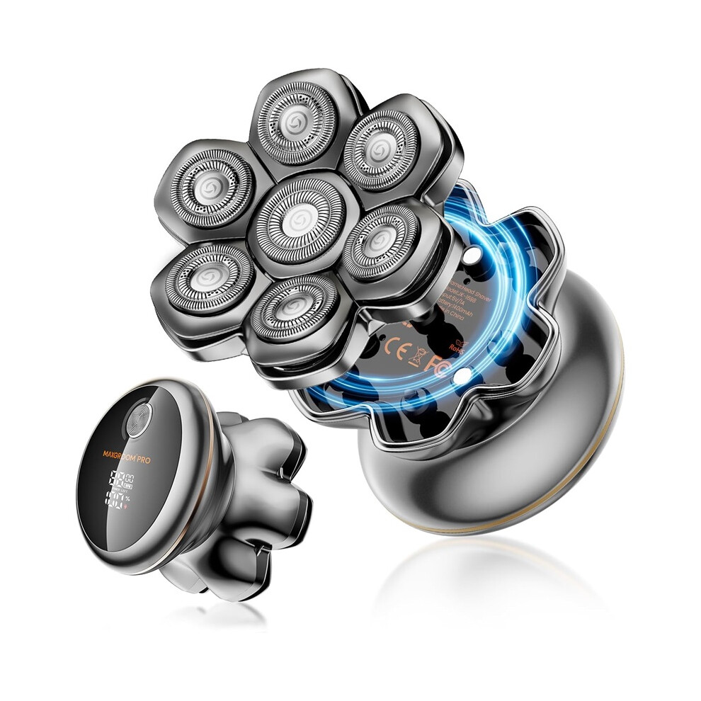 Stoyotu Gray (Gray) Head Shavers For Bald Men, Upgraded 7D Magnetic Shaver Blade, Extended Battery Life, 7500-8800Rpm Men's Shaver,