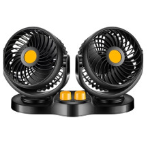 360 Verstelbare Ventilator met 2 Koppen, Elektrische Autoventilator, 24V, 2 Snelheden, Stille Autoventilator voor Thuis, Bureau, Kantoor en Auto