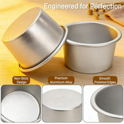 Pudding Cup Mold,Individual Popover Pans, Round Nonstick Pie Tart Mold, Raspberry Souffle Baking Maker for Brownie,Cake 1