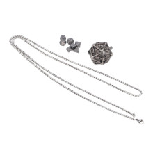 Mini Würfel-Set Halskette Stil 3 winziges antikes Metall