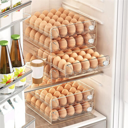 Egg Holder for Fridge,Egg Container for Refrigerator,Stackable Egg Storage Container,Layers Egg Tray,Clear Egg Organizer 1