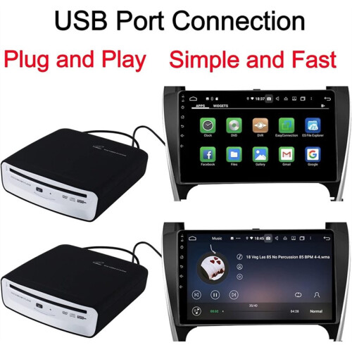 USB External Car Universal CD Player, Portable CD Player for Car Android Navigation/TV/Desktops with Plug and 1
