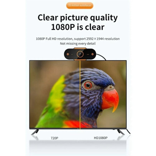 1080P HD Webcam Camera Auto Focus Webcam CMOS USB Computer PC Camera with Mic for Video Calling Network Teaching Meeting 2