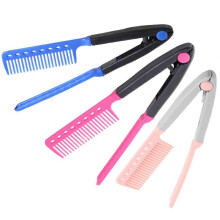 V-Shaped Hair Straightening Comb 3-Piece Foldable Salon Styling Comb Set for Hair Types Anti-Static Design Portable for Travel and Home Use
