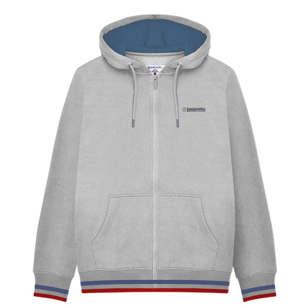 Lambretta (Xxl, Grey/Dark /Red) Mens Full Zip Hoodie Blue