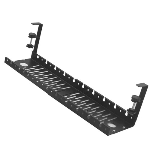 Grille-Câbles Extensible Sans Perçage Sous Bureau avec Support de Multiprise Rétractable à Pince 1
