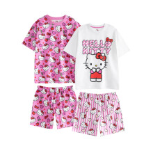 (9-10 Years, Pink/White) Hello Kitty Girls Hearts & Bows Short Pyjama Set