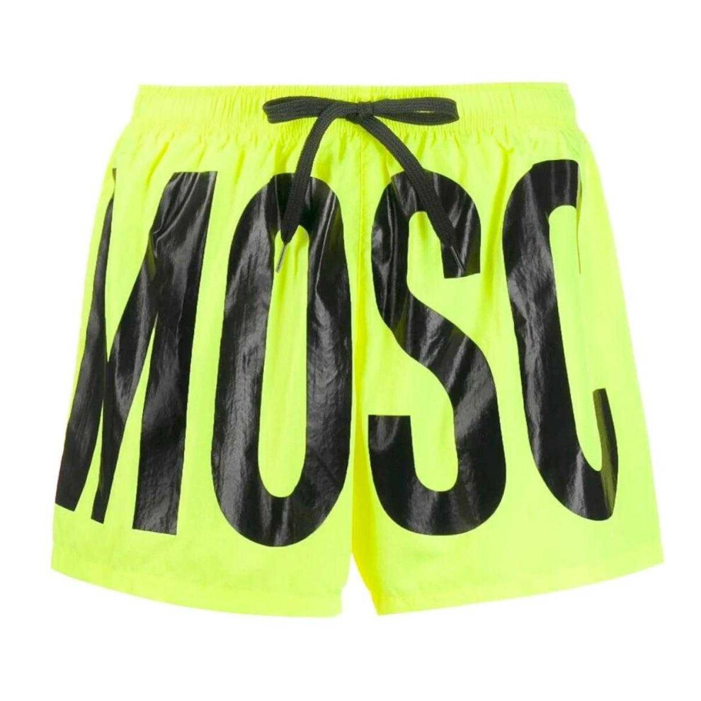 Moschino (Xl, Bright ) Mens Logo Swim Shorts Yellow