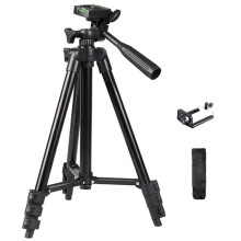 Treppiede portatile in lega di alluminio per fotocamera reflex, supporto telescopico da pavimento, specifiche: 102 cm. Treppiede + clip per telefono