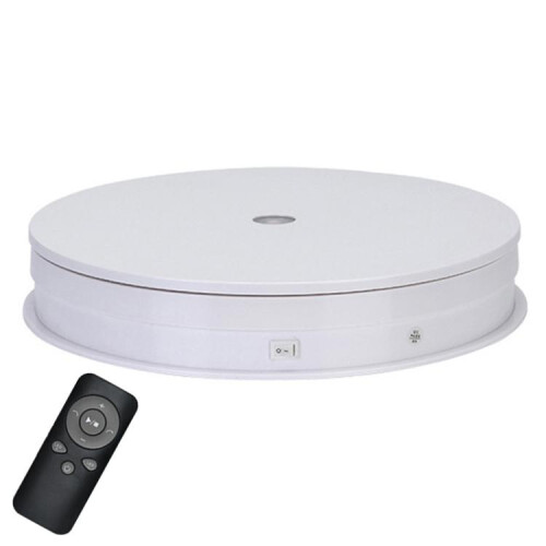 Remote-Controlled Rotating Light Display Still Life Table, Adjustable Speed And Dimming, Jewelry Base; Dimensions: 20Cm, White Base, White Light Dire