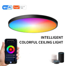 24W 30Cm RGBCW Vollfarb-Smart-WLAN-Deckenleuchte Tuya mit kompatibler Fernbedienung (Schwarz) Überraschungsgeschenk