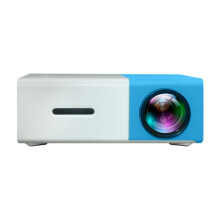 El proyector YG300 de 400 lúmenes incluye un control remoto compatible y admite interfaces HDMI, AV, SD y USB (Color: Azul). :azul Regalo sorpresa