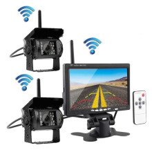 Pz607-W-2 Draadloze, in de auto te monteren achteruitrijcamera met dubbele camera en monitor: Infrarood nachtzicht achteruitrijcamera met 7-inch HD-m
