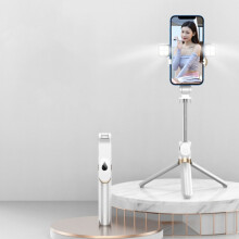 Perche à selfie trépied Bluetooth Xt06S pour diffusion en direct (blanche) : Cadeau surprise XT06S