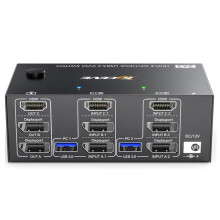 Kc-KVM203Dh 8K 30Hz Dp+Dp+Hdmi KVM prepínač pre tri monitory, európsky štandard: KC-KVM203DH darček ako prekvapenie