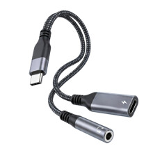 Adaptateurs USB C en métal de durabilité vers son-Gris