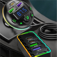 18W Fast Car Charger 6-Port Expansion Front and Rear Simultaneous Charging Type-C USB Family Travel Adapter Charger