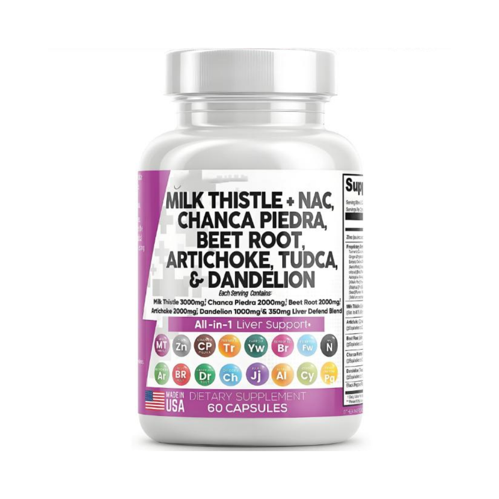(60 Count (Pack of 1)) Milk Thistle NAC Chanca Piedra Beet Root-Liver Cleanse Detox & Repair Supplement