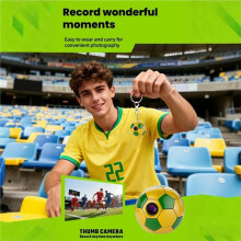 Portable 2.7K HD Thumb Camera 120Angle Outdoor Soccer Shape Sport Wearable Keychain Video Recorder WIFI Green Yellow