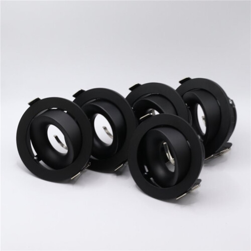 5pcs LED Spotlight Frame with GU10 Base Recessed Round Downlight Adjustable Angle Lamp for Kitchen Room Lighting A 2