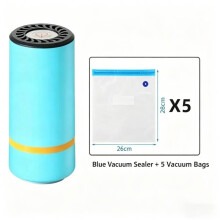 (Blue)Sellador al vacío Smart Usb mantiene los alimentos frescos por más tiempo con sellado Onetouch automático