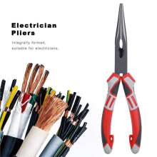 Nose Pliers with Wire Cutter, 200mm Chrome Steel Long Nose Pliers for Electricians