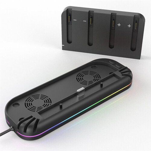 For  2 Charger Console Cooler Base with RGB Light External Game Console Stand Gamepad Charging Dock 2
