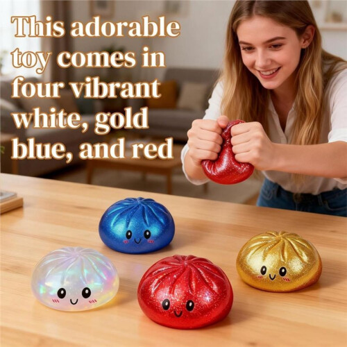 Dumpling Squishies, Glitter Dumpling Box,Colorful Sensory Toys Stress Relief ,Soft Squeeze Decompression Dough 2