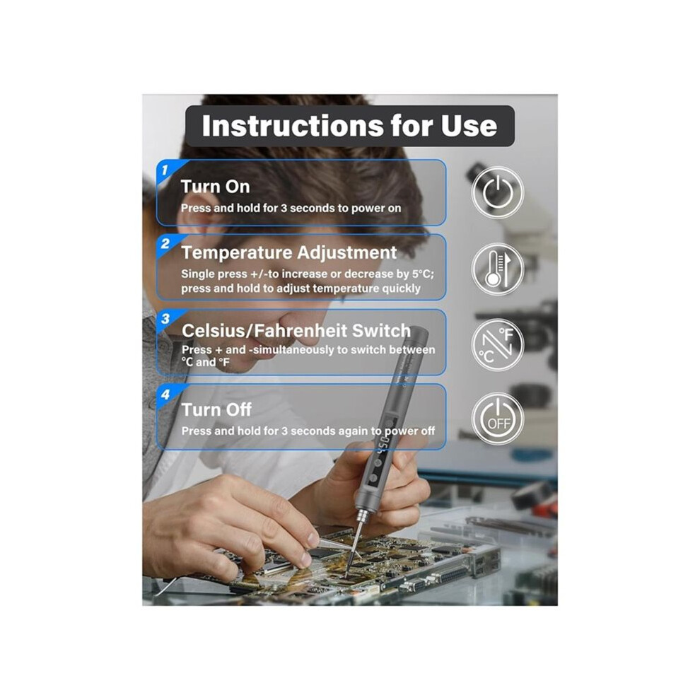 Cordless Soldering Iron Kit Usb Rechargeable Lcd Digital Adjustable Temperature Thermostatic For Home Appliance Repair 6033418153987