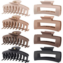 Hold Me Tight 8 Pack 4.1 Inch Large Hair Claw Clips for Women Hair Clips Thin Thick Curly Hair 90’s Strong Big Grip Matte Banana Clips