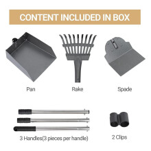 Dog Pooper Scooper, Dog Poop Tray and Rake Set, Pet Waste Removal Scoop with Long Adjustable Sectional Stainless Handle