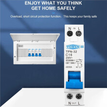 TOMZN Disjuntor Miniatura TPN 1P+N MCB TPN-32 16A para Montagem em Trilho DIN, Interruptor de Ar para Uso Doméstico