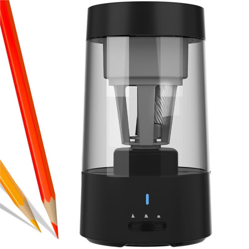 Automatic Electric Pencil Sharpener for 6-8mm Pencils,Supports Triangular Round Pencils,Compact Safe School Black 2