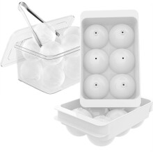 1 Set Ice Tray, Whiskey Ice Mold, Spherical Ice Mold, with Box and Clip, Leak Free Circular Ice Mold,White Set