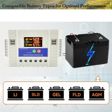 60A Slimme Solar Laadregelaar 12V/24V/36V/48V Automatisch, PWM 3-Traps Laden, LCD-Display, voor Loodzuur-/Gel-/Li-Ion-/voor LiFePO4-Accu'S