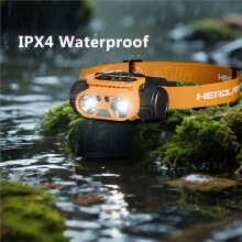 T400 Leistungsstarke, Wiederaufladbare LED-Stirnlampe, Drehbar, Wasserdicht, für Outdoor, Camping, Angeln, Orange