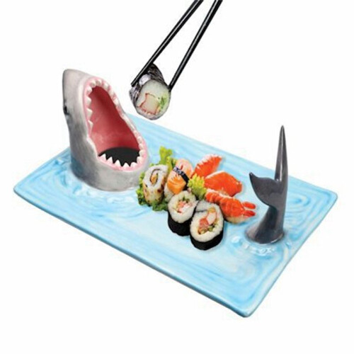 Ceramic Sushi Plate, Sharks Shape Rectangle Cheese Board Dining Table Kitchen Decoration 1