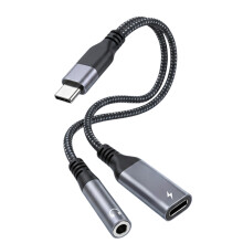 Durability Braided USB C to 3.5Mm Headphone and Chargers-Grey