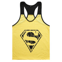 (Yellow Black,M)Chaleco estampado Superman para hombre moda ropa sin mangas ejercicio físico