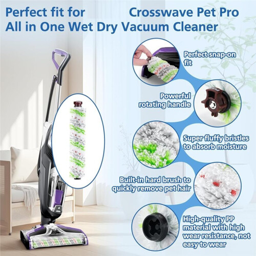 Brush Filter Replacement Compatible for  CrossWave Pet Pro All in One, 2 Multi-Surface Brush Roll 1868 2