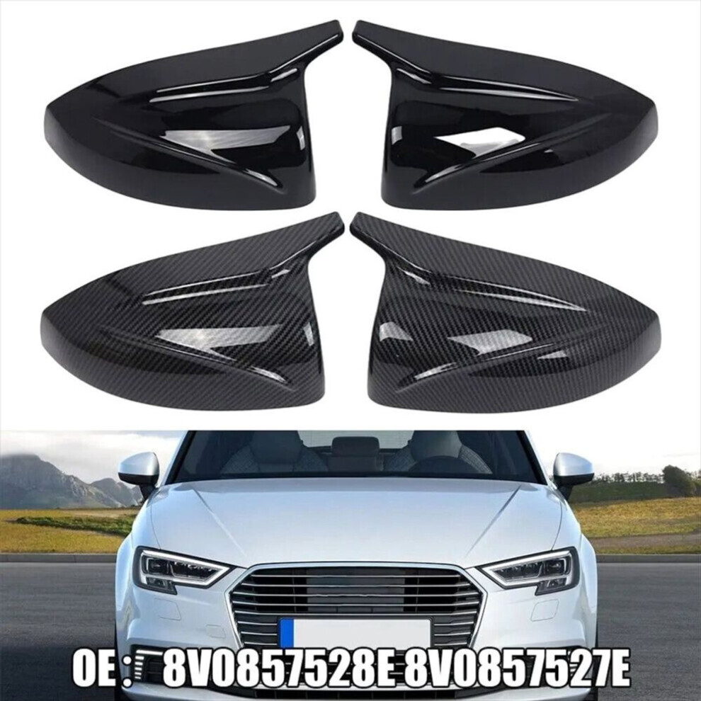 Mirror Covers For Audi A3 S3 Rs3 2014-2020 Rearview Black 4308926170927