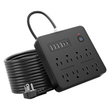Universal Electrical Outlet With 8 Standard 4 USB A And 2-Black