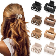 8 Pack Small Hair Claw Clips, No Slip Hair Clamps, Matte Hair Clips, Double Row Teeth Hair Clips