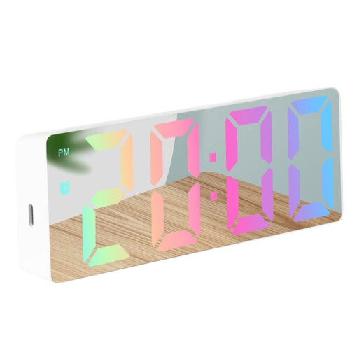 Digital Alarm Clock with LED Display, Voice Control, and Temperature Display for Home and 1
