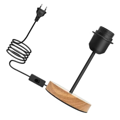European Standard Wrought Iron Table Lamp Base E27 Socket with Cable Plug DIY Lamp Base Accessories EU Plug 1
