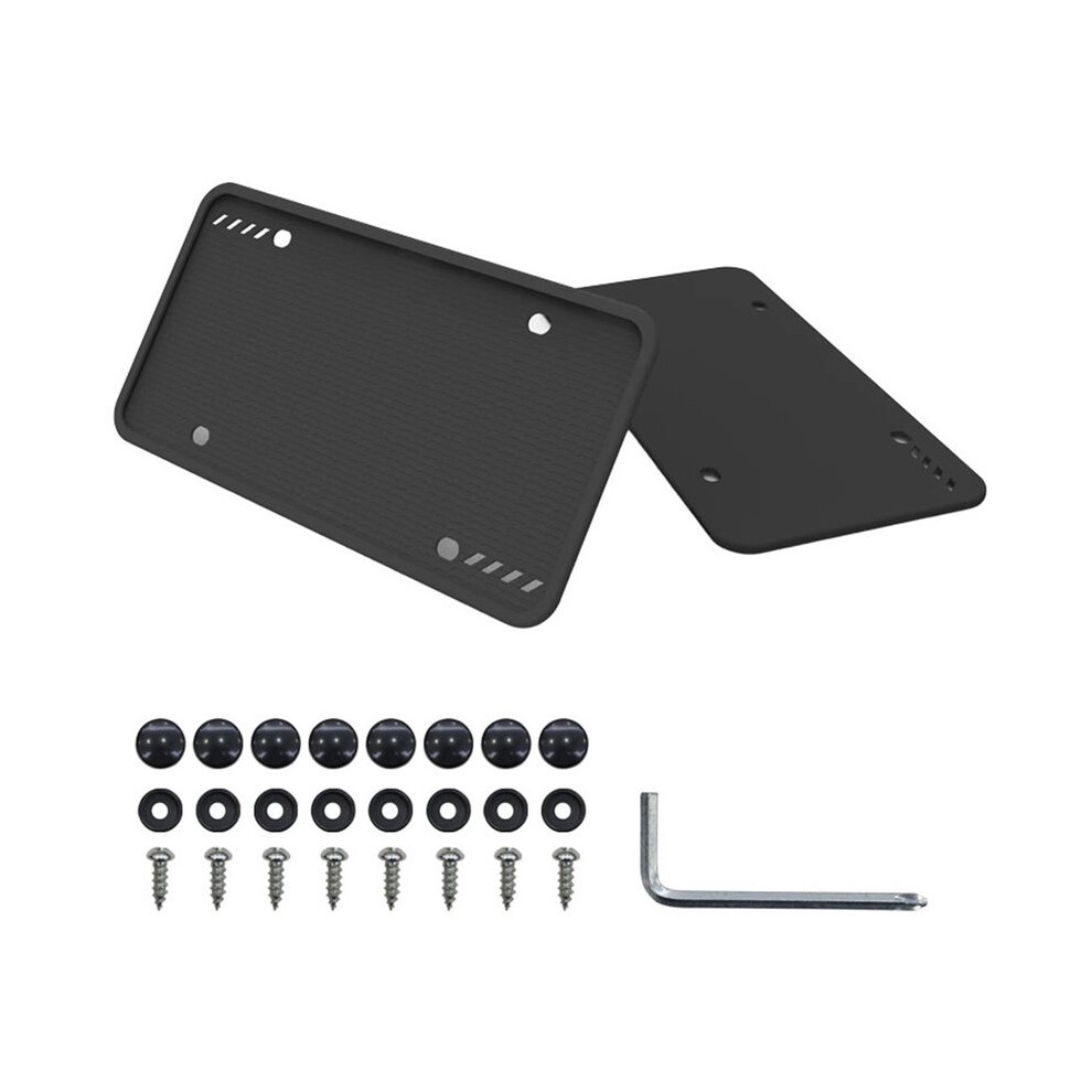 2Pcs Silicone License Plate Frames, Rust Proof Car License Plate Holders With Bolts Washer Caps Set, Rattleproof Weather 6031940194478
