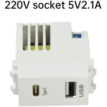 Type 128 USB Power Module 220V Socket 5V2.1A Dual Port USB+Type C Charging Socket Module