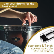 2  Baquetas com Chave de Afinação para Bateria, Chaveiros de Madeira, Baquetas Duplas com Chave de Afinação, Ferramentas de Percussão para