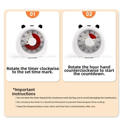 Self Discipline Visual Timer Silent Timer Reminder Kitchen Timer Panda 60 MinutesTimer Kitchen Cooking 2