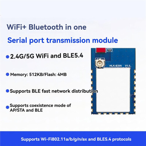 Module Wi-Fi 6 +  5.4 Basse Consommation, Double Mode Série, Compatible 802.11a/B/G/N/Ax pour Maison Connectée 2